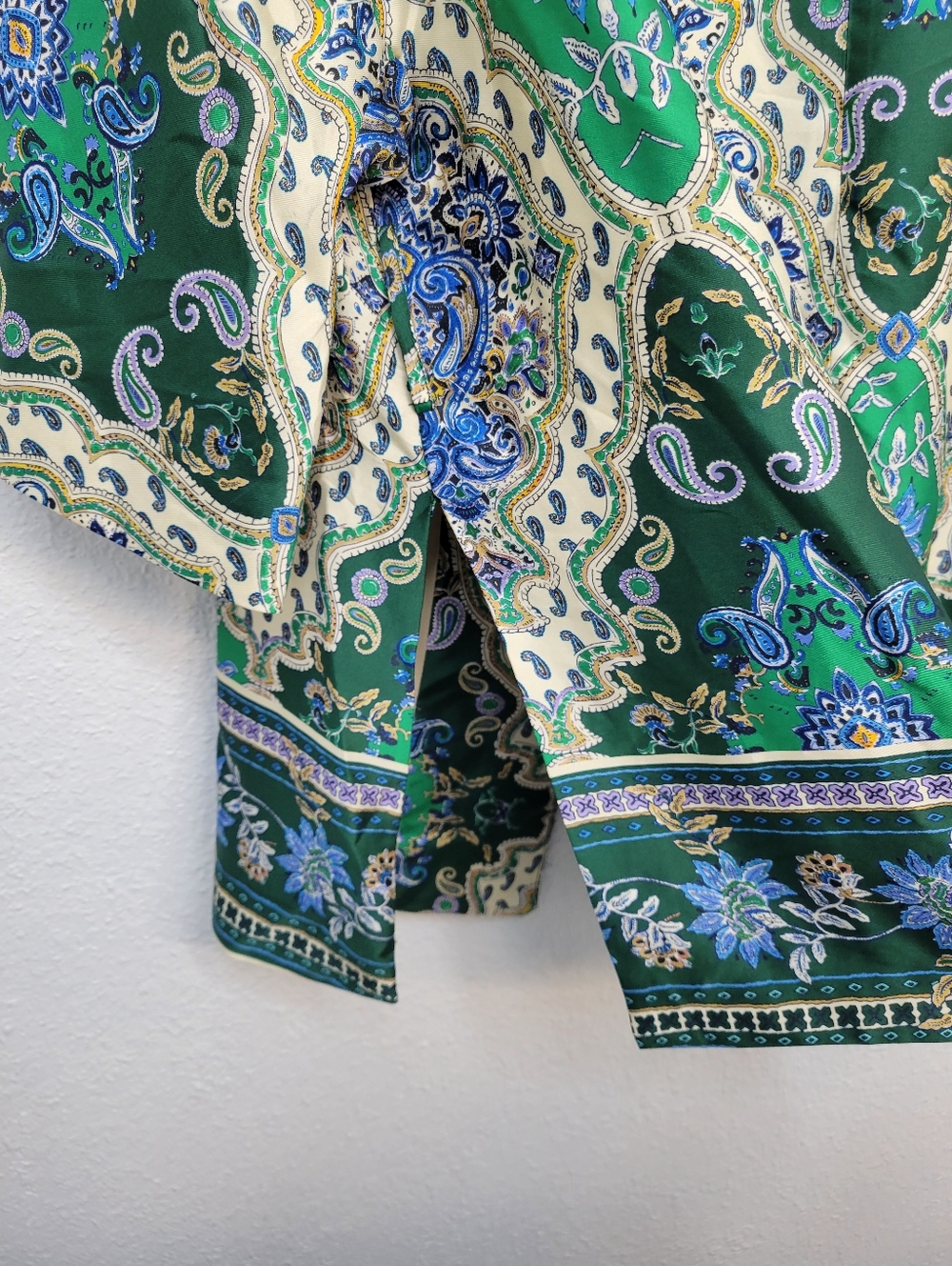 Zara Kimono Wrap Jacket Size M Floral Tapestry Print Blue Green - Picture 4 of 7